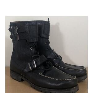 Polo Ralph Lauren Brockton Double Buckled Boots Brown leather Mens 10.5